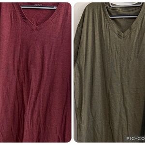 BCG Maroon V-Neck Short Sleeve Tees Lot of 2-maroon and olive green. Size 3X